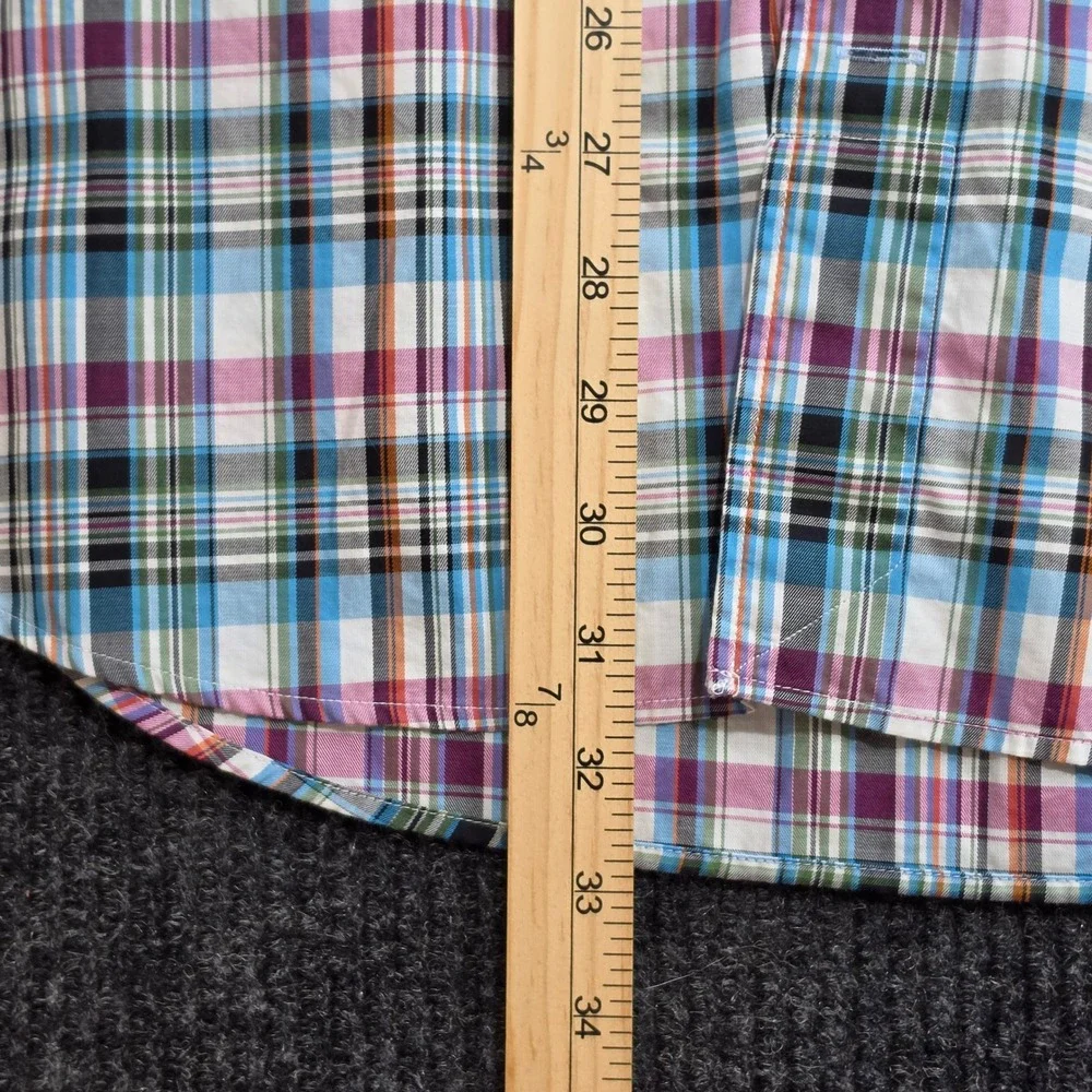Peter Millar Button Down Shirt Mens Large Multi Color Plaid Excellent Cotton L/S